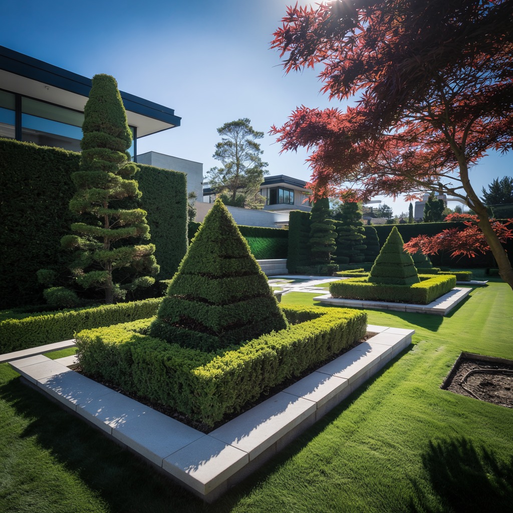 Modern garden design with clean lines